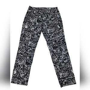 Salem7 Scribble Black Jeans Mens Size 30 Streetwear Artsy Eclectic